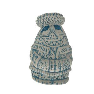 Tiki Tony Yeti on Vacation Blue White Ceramic Matte Finish TIki Mug Inside Gloss
